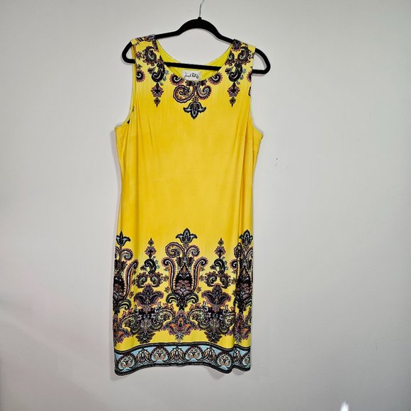 EUC Joseph Ribkoff Size 20 Paisley like print dress. Sleeveless - Picture 1 of 5